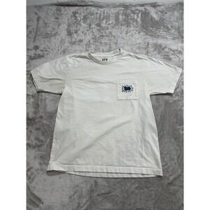 Uniqlo x Keith Haring T Shirt Mens Small White Short Sleeve Pocket Tee Flaws